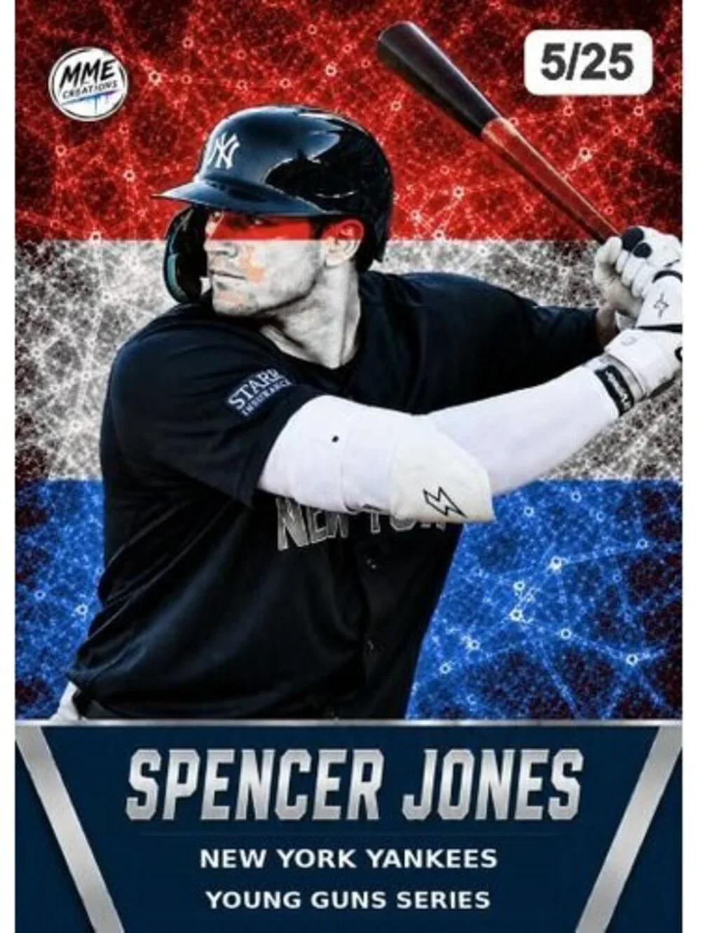 4250 Spencer Jones Young Guns Limited Edition Laminated Card /25 | R/W/B Ice